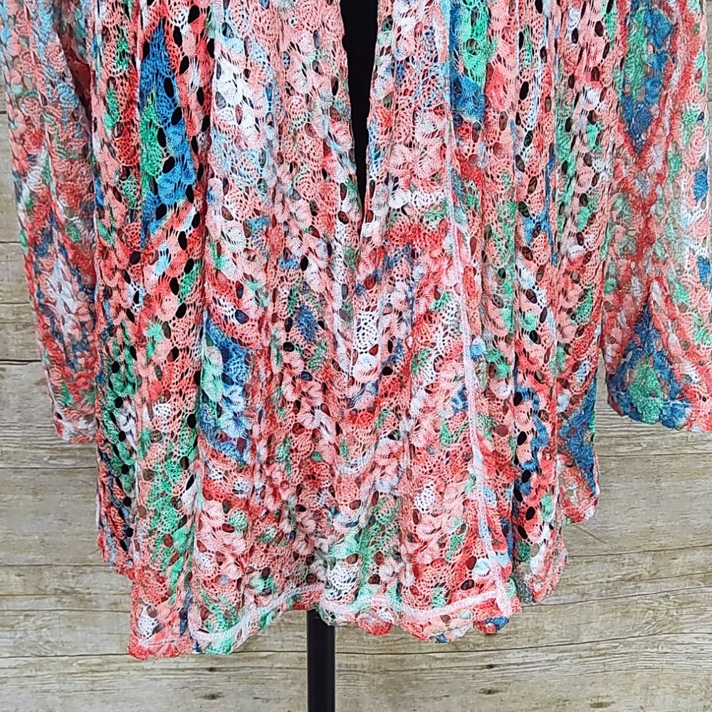 Ruby Rd Boho Lace Multi Color Cardigan - Picture 6 of 8